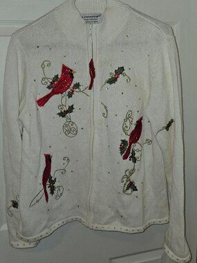 Tiara International Christmas Collection Cardinal Cardigan  Size XL